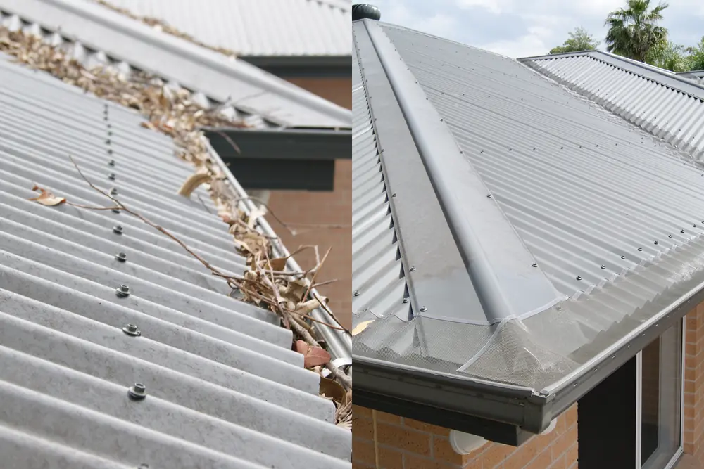 The same home before and after Leaf Free gutter mesh was fitted
