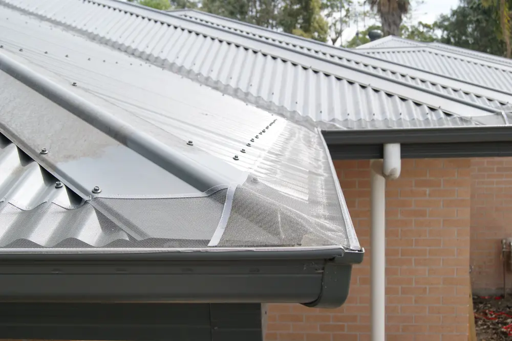 Gutter mesh finished cleanly along the gutter of a hip roof